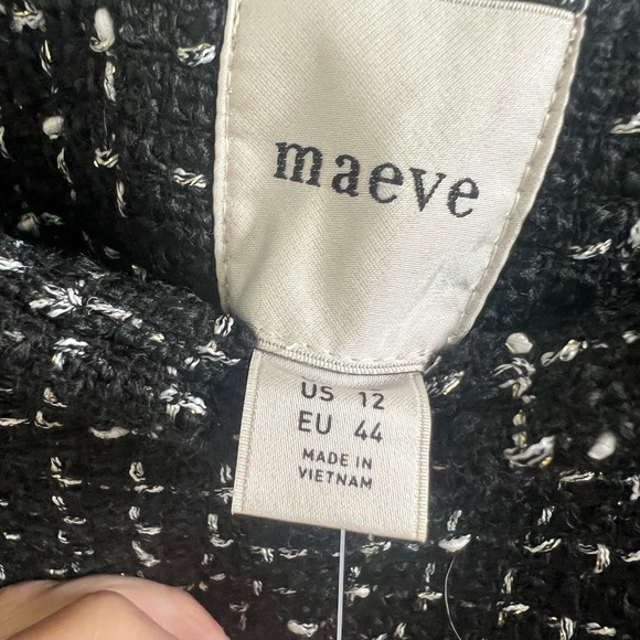 NWT new 12 fits 10 Anthropologie Maeve tweed skort shorts skirt black white - Picture 6 of 17